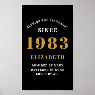 Poster Nascer aniversário de 40 anos 1983 Adicionar nome 