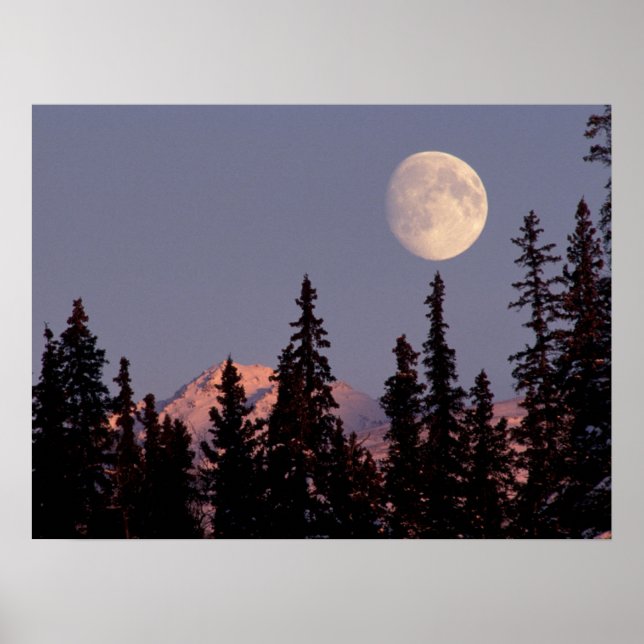 Poster Nascer da Lua no Início do Inverno | Anchorage, Al (Frente)