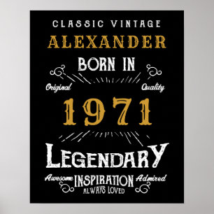 Poster Nascer de 50º aniversário personalizado 1971 Vinta