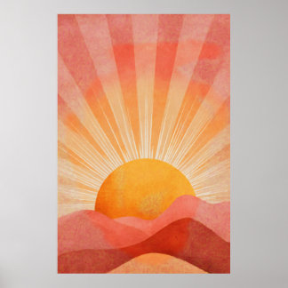 Poster Nascer do sol boêmio rosa e laranja