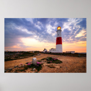 Poster Nascer do sol dourado no farol de Portland Bill