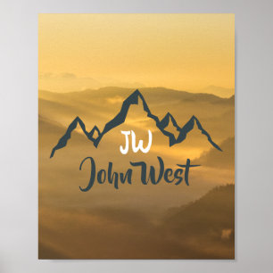 Poster Nascer do sol dourado personalizável montanhas mon