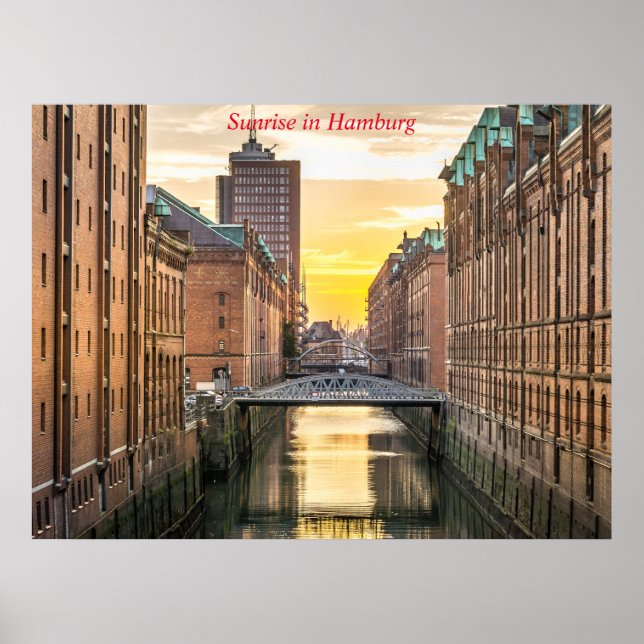Poster Nascer do sol em Hamburgo (Frente)