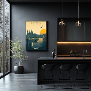 Poster Nascer do Sol em Madrid - Silhuetas da Cidade Real