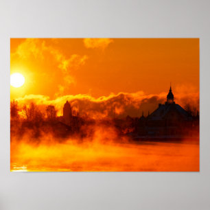 Poster Nascer do sol flamejante da manhã em Helsinque pôs