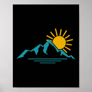 Poster Nascer do Sol na Natureza Montanhas Caminhada Acam