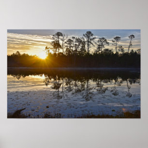 Poster Nascer do sol no lago Galliard, Santuário de Aves