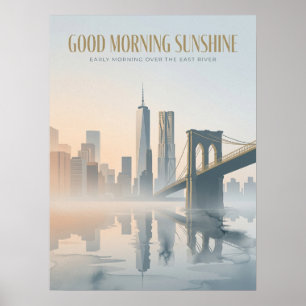 Poster Nascer do sol no rio leste por Manhattan