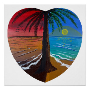 Pôster Nascer e pôr do sol - obra de arte artesanal