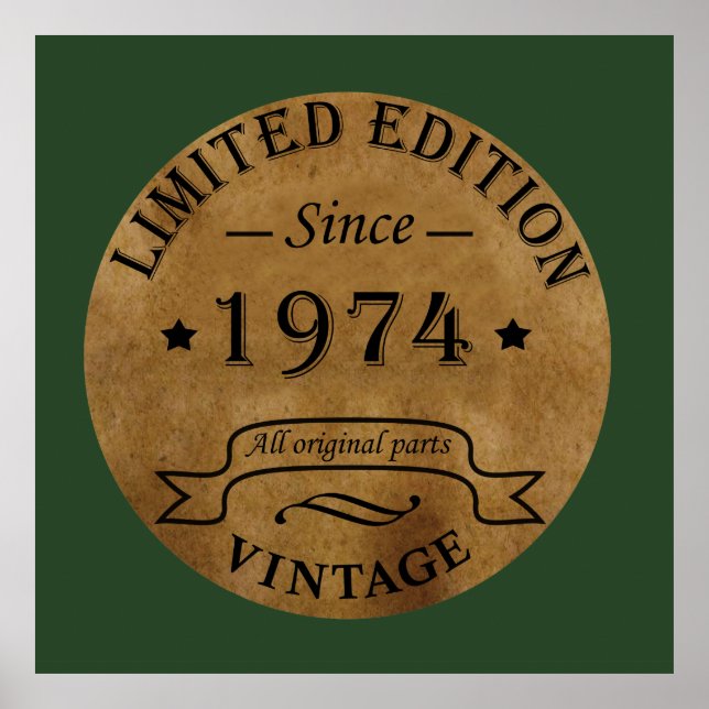 Poster Nascer em 1974 vintage 49º aniversário (Frente)
