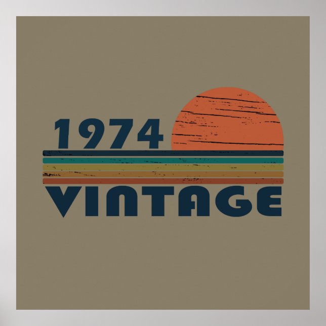 Poster nascer em 1974 vintage 49º aniversário (Frente)