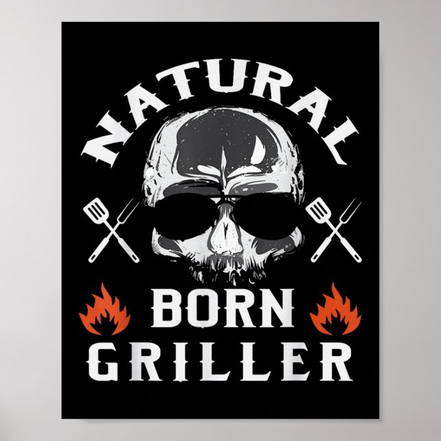 Poster Nascer Natural Griller Funny Churrasco Grill (Frente)