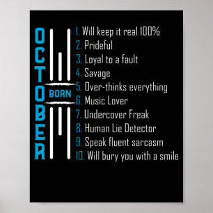 Poster Nascer No Presente De Aniversário De Outubro