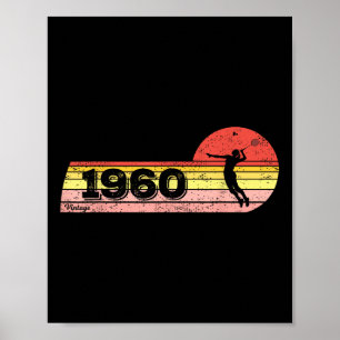 Poster Nascer para jogadores de Badminton 1960 Birthday V