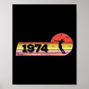 Poster Nascer para jogadores de Badminton 1974 Birthday V