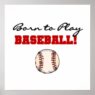 Poster Nascer para jogar t-shirt e presentes do basebol