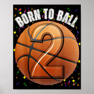 Poster Nascer Para segundo aniversário De Basquete Duas G