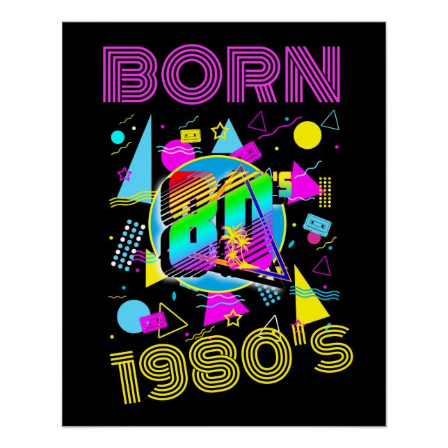 Pôster Nascido em 1980 Personalizado Retro 80"s  (Frente)