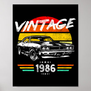 Poster Nascido em 1986 40º aniversário muscle car vintage