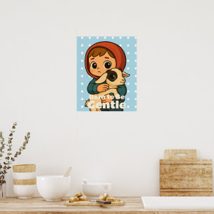Poster Nascido para Ser Gentil – Cordeiro Doce e Criança