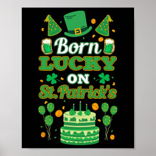 Poster Nascido Sortudo No Aniversário Do St Paddy's