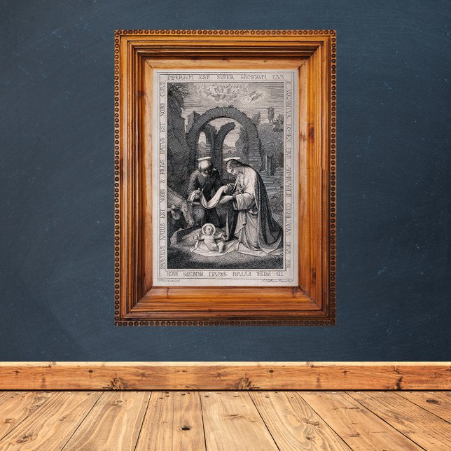 Poster Nascimento da Cena de Natal Cristã Cristo (Birth of Christ by J. Keller Vintage Religious Catholic Christian Christmas Nativity Scene Poster)