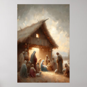 Poster Nascimento de Jesus Cena de Natal Jesus é Nascido