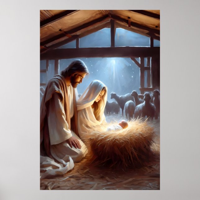 Poster Nascimento de Jesus Jesus Nasce Cena de Natal Cris (Frente)