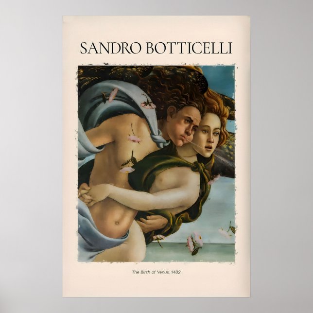 Poster Nascimento de Vênus de Botticelli Detalhe Zéfiro A (Frente)