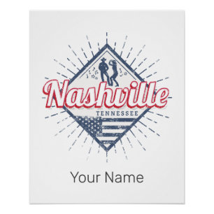 Pôster Nashville City Tennessee EUA Vintage EUA