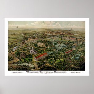 Pôster Nashville, mapa panorâmico do TN - 1897