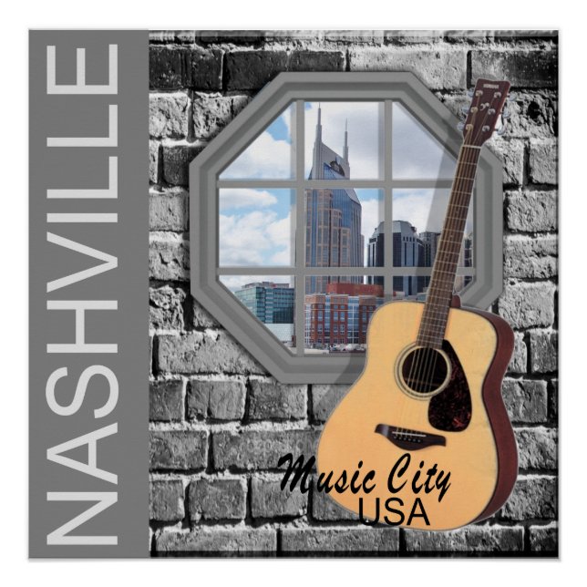 Pôster Nashville Music City Poster (Frente)