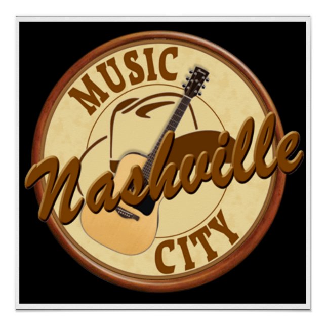 Pôster Nashville Music City, Poster de 20" x 20" (Frente)