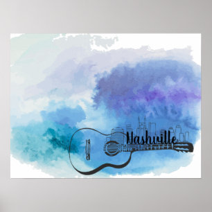 Poster Nashville Skyline Guitar Design