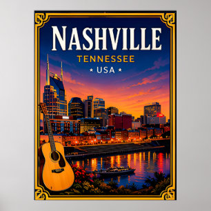 Poster 🎸 Nashville Tennessee Cidade da Música