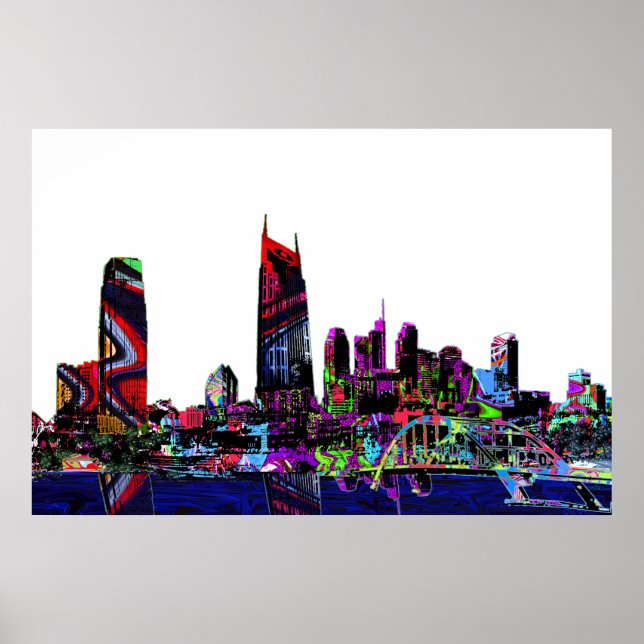 Pôster Nashville, Tennessee em grafite (Frente)