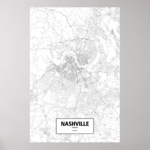 Poster Nashville, Tennessee (preto no branco)
