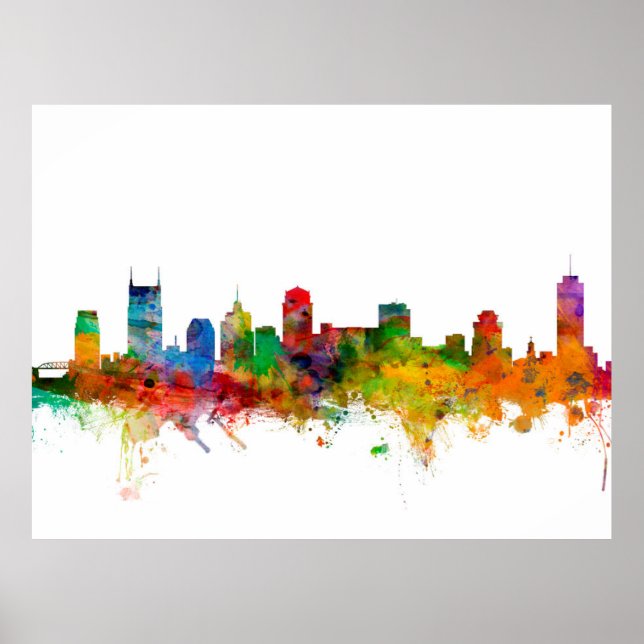 Poster Nashville Tennessee Skyline (Frente)