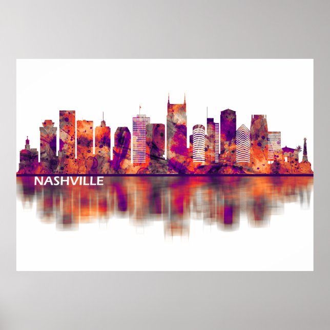Poster Nashville Tennessee Skyline (Frente)