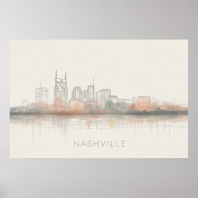 Poster Nashville Tennessee Skyline Abstract Art (Frente)