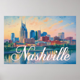Poster Nashville Tennessee Skyline Impressionist