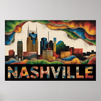 Poster Nashville Tennessee Skyline Surrealist Print