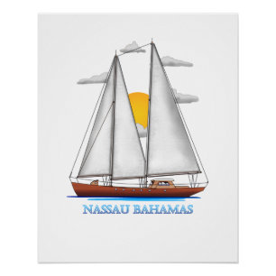 Pôster Nassau Bahamas Navegador Marítimo Costeiro Náutico