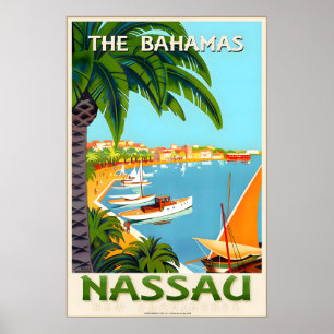 Poster Nassau Bahamas Nova Providência Caribe Tropical