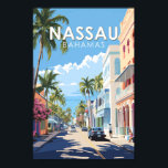 Poster Nassau Bahamas Viagem Art Vintage<br><div class="desc">Nassau retro vetor viagem design. Está na ilha de Nova Providência,  com a vizinha Ilha do Paraíso acessível através das pontes de Nassau Harbour.</div>