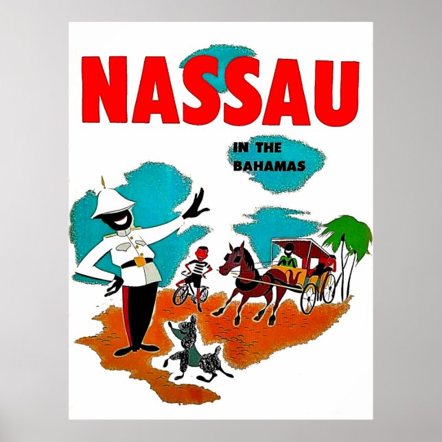 Poster Nassau nas Bahamas, viagens vintage (Frente)