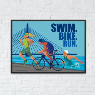 Pôster Natação Bike Run - Triathlon Wall Art para atletas