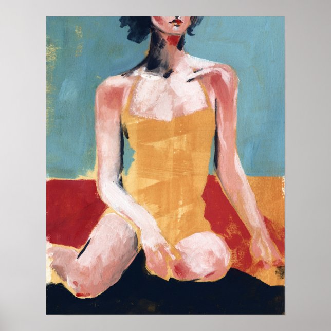 Poster Natação de vinheta - maiô amarelo (Frente)