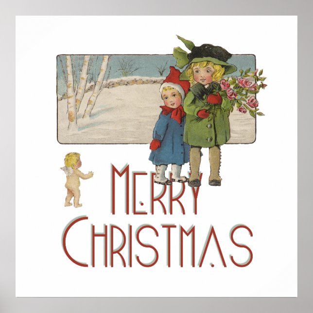 Poster Natais vintages e Cherub (Frente)