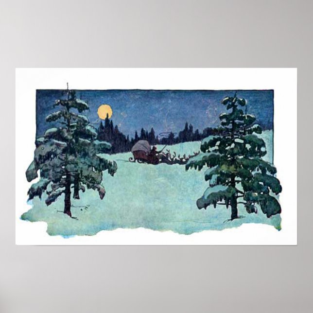 Poster Natais vintages Eve Santa Claus (Frente)